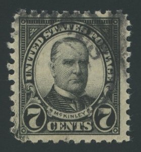 USA 588 - 7 cent McKinley Perf 10 - VF Used with clean PSE Certificate
