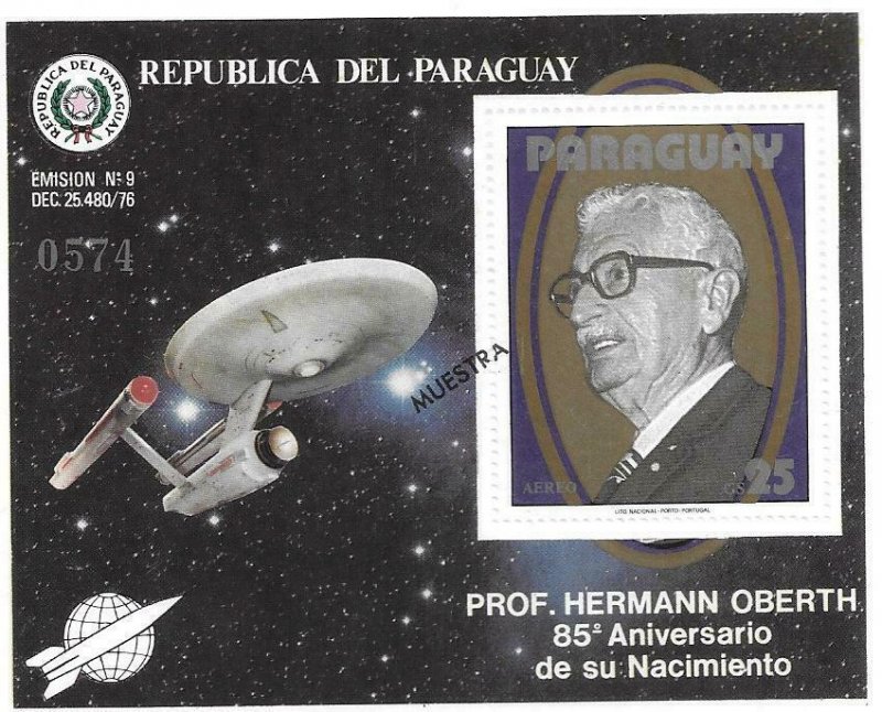 1979   PARAGUAY  -  PROFESSOR HERMANN OBERTH  -  OVERPRINTED  -  MNH