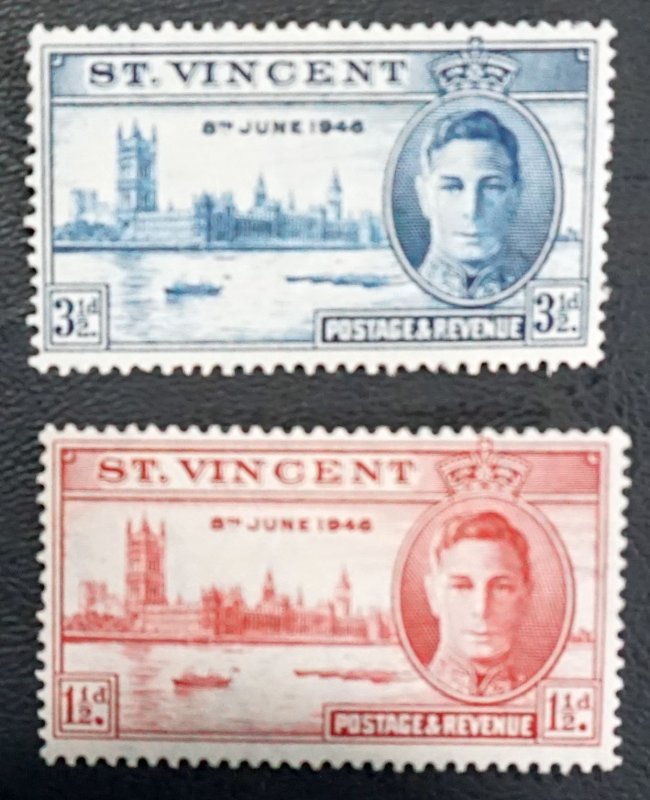 SAINT VINCENT Sc# 152-153  KING GEORGE PEACE ISSUE Set of 2  1946 MH