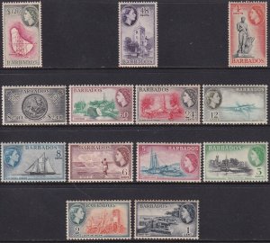 Sc# 235 / 247 Barbados 1953-57 QE portrait type complete MNH set CV $72.25