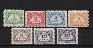 Newfoundland Scott # J1-J7 set,VF never hinged,nice colors ! scv $91, see pic ! 