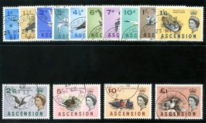 Ascension 1963 QEII Birds set complete very fine used. SG 70-83. Sc 75-88.