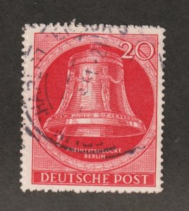 1951 Germany Berlin Sc# 9N72 - 20pf. Freedom Bell. Used Cv$16.50