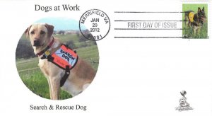 Dogs at Work First Day Cover, w/ 4-bar cancel,  #2