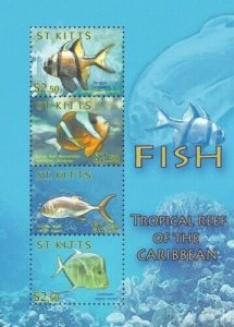 Saint Kitts 2010 - Marine Life Fish - Sheet of 4 Stamps - Scott #756 - MNH