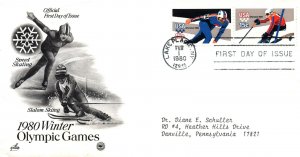 US TOPICAL CACHETED FIRST DAY COVER 1980 WINTER OLYMPIC GAMES SET