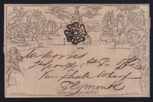 Great Britain 1841 1d Mulready Lettersheet Maltese Cross  Launceston to Plymouth