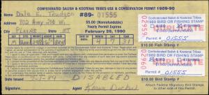 FLATHEAD INDIAN RESERVATION #FH6 ON DISABLED LICENSE USED FOR FISHING AND BIRD