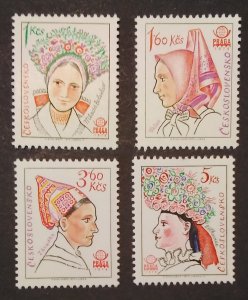 Czech national costumes,, complete set of four, mnh