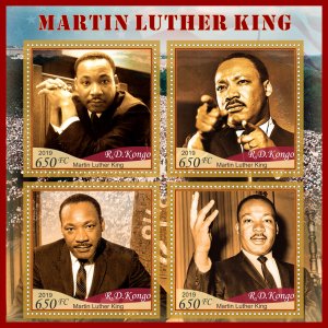 Stamps. Famous people. Martin Luther King 2019 year 1+1 sheets perforated