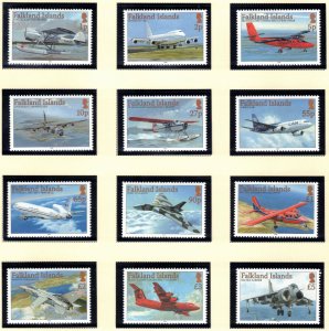FALKLAND ISLANDS 2008 Aircraft; Scott 953-64, SG 1096-1107; MNH