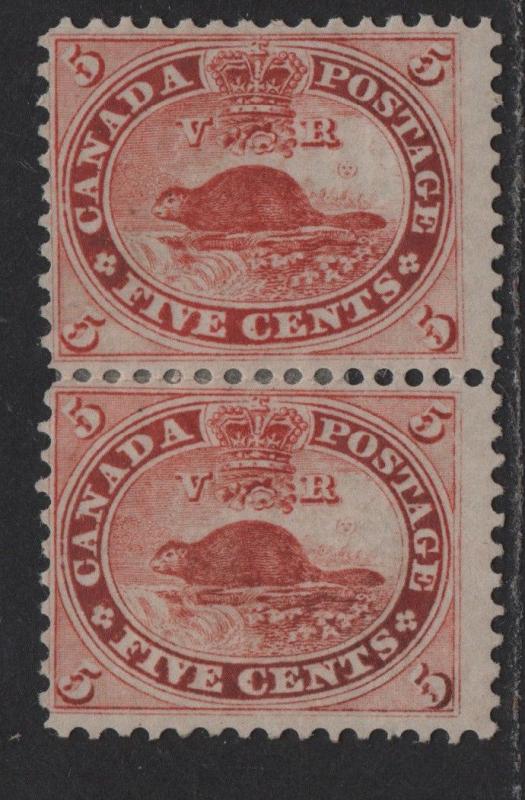 $Canada Sc#15 Beaver M/H/F, Pair, OG, AIEP Cert., Cv. $1150