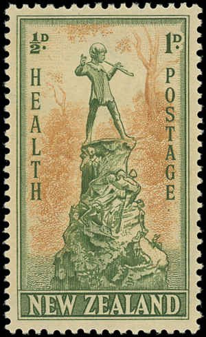 NEW ZEALAND Sc B26 VF/USED -1945- Peter Pan Statue in London-Very Light Cancel