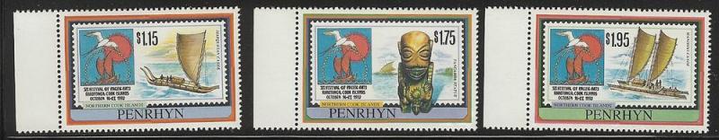 Penrhyn Island 1992 6th Festival Arts  set mnh 405 - 407