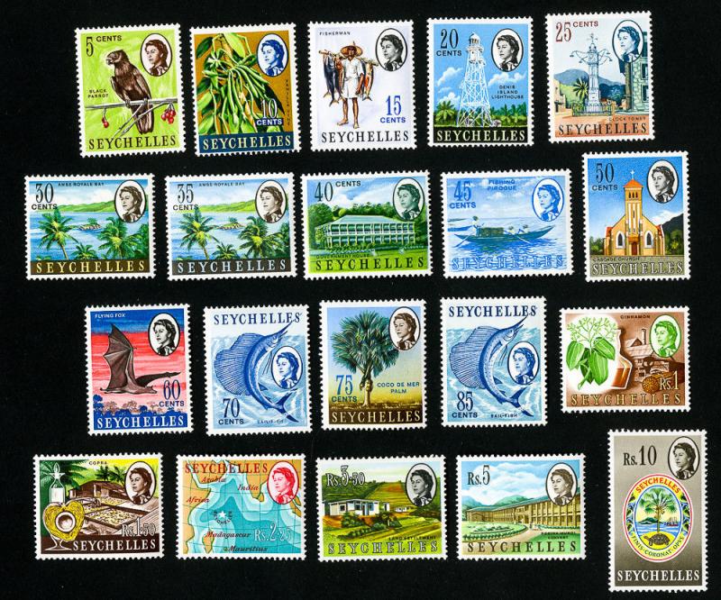 Seychelles Stamps # 198-212 VF OG LH Set of 15 Scott Value $66.35