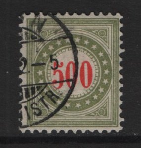 Switzerland  #J28j used  1899  postage due 500c type type II inverted vermillion