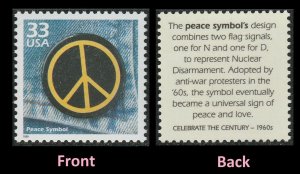 US 3188m Celebrate the Century 1960s Peace Symbol 33c single MNH 1999