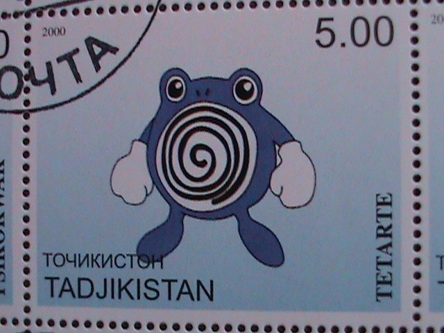 ​TAJIKISTAN -2000 LOVELY FAMOUS POKEMON FANCY POSTAL CANCEL CTO SHEET VF