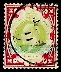 GB 1902 1s SG 257 Used KEVII GREEN INK FEINT (002907)