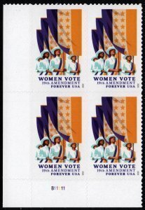 U.S.#5523 Women Vote 55c FE Plate Block of 4, MNH.