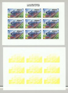 Mongolia #2255d Trains, Steam 1v Imperf M/S of 9 x 7v Progressive Proofs