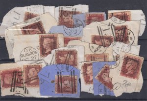 GB QV 1858 Collection Of 18 On Piece SG43/44 Different Plate Numbers BP9899