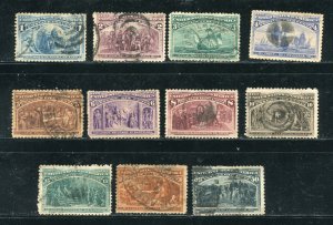 230 - 240 Columbia Exposition 1¢ Through 50¢ Used Stamps 1893