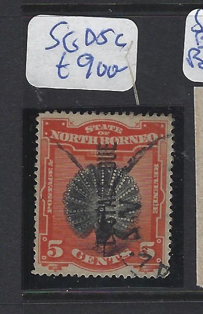 NORTH BORNEO  (P2010B)  5C BIRD POSTAGE DUE DOUBLE SURCH SG D5C  VFU  RARE