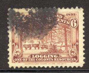 Newfoundland Scott 66 Used LH - 1897 Logging/Cabot Discovery - SCV $3.25