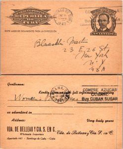 1946 Cuba Government Card to United States + Slogan Cancel  ( Postal History ...