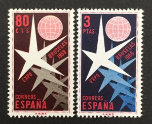 Spain 1958 #877-8, Brussels Exposition, MNH.