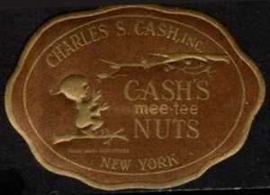 1930's US Poster Stamp Charles S. Cash Inc Cash's mee-tee Nuts Trad...