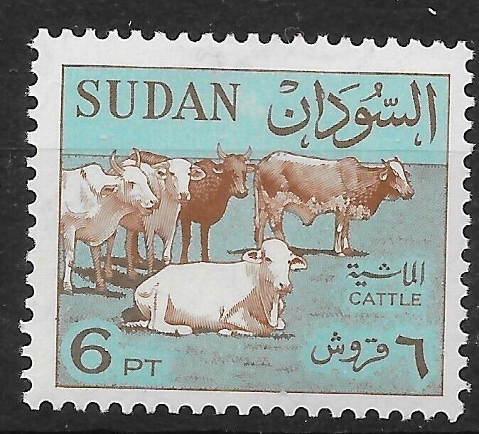 SUDAN SG193 1962 6p DEEP BROWN & TURQUOISE-BLUE MTD MINT.