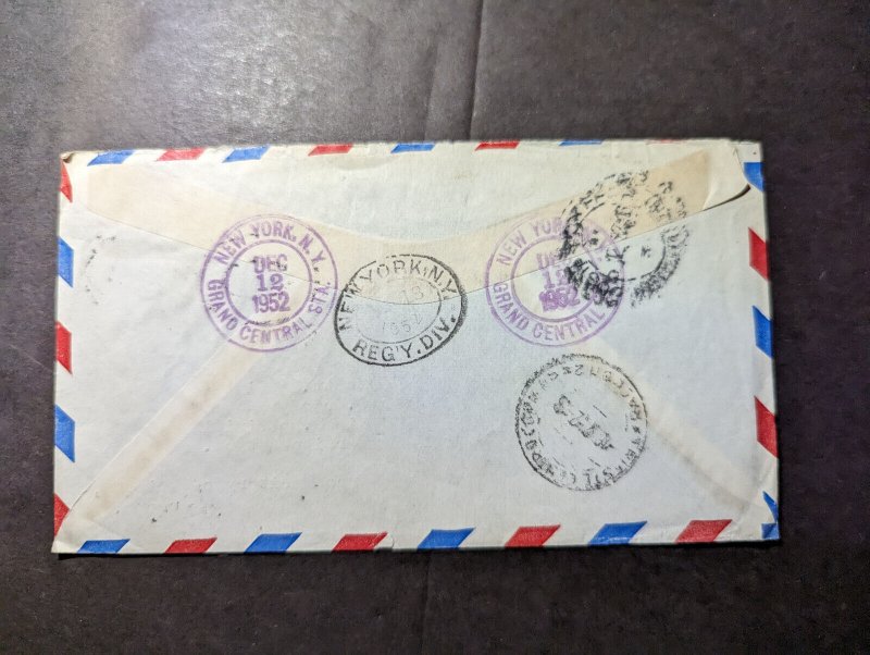 1952 Registered USA Airmail Cover New York NY to Trieste Italy
