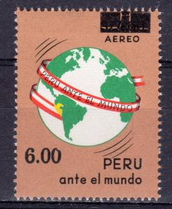 Peru 1977 Sc#C444 Globe with Map of Peru overprinted new value (1) MNH