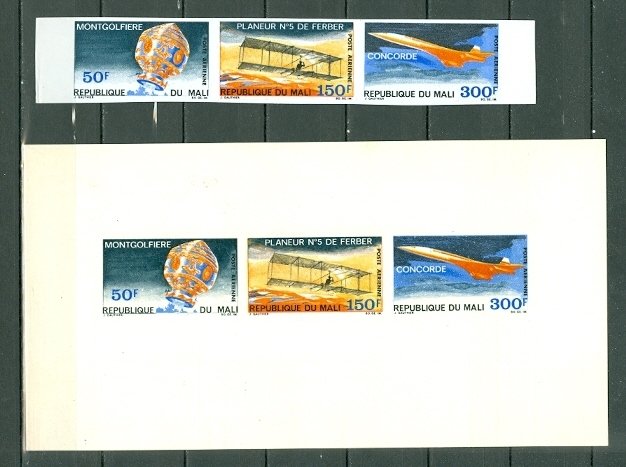 MALI 1969 #C68-70 CONCORDE-BALLOONS  SLECTION STRIP + PROOFS MNH