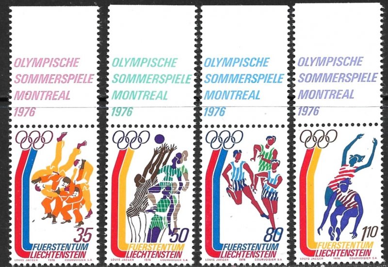 LIECHTENSTEIN 1976 MONTREAL OLYMPICS Set Sc 591-594 MNH MAPS