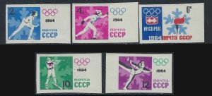 Russia 2843-47 MNH 1964 Olympics Imperf (ak3663)