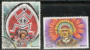 Papua New Guinea Scott 456-57 UNH - 1977 Headdresses High Values - SCV $5.00