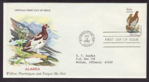 US Alaska Bird & Flower 1982 Typed FDC BIN