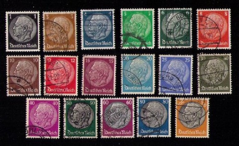 GERMANY Sc 415-431 USED HINDENBURG COMPLETE SET OF 17 - F-VF