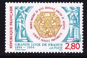 France 2446 MNH 1994 Grand Lodge of French Centennial Issue