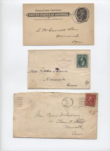 3 CT postal history items 1879-1925 Moosup, Milford inc county marking [y7538]