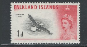 Falkland Islands 1960 Queen Elizabeth II & Dominican Gull 1p Scott # 129 MH