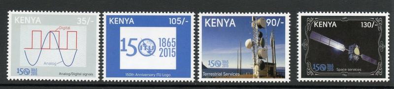 KENYA  2015 150th ANNIVERSARY IT'L TELECOMMUNICATIONS LOG  SET OF FOUR   MINT NH 