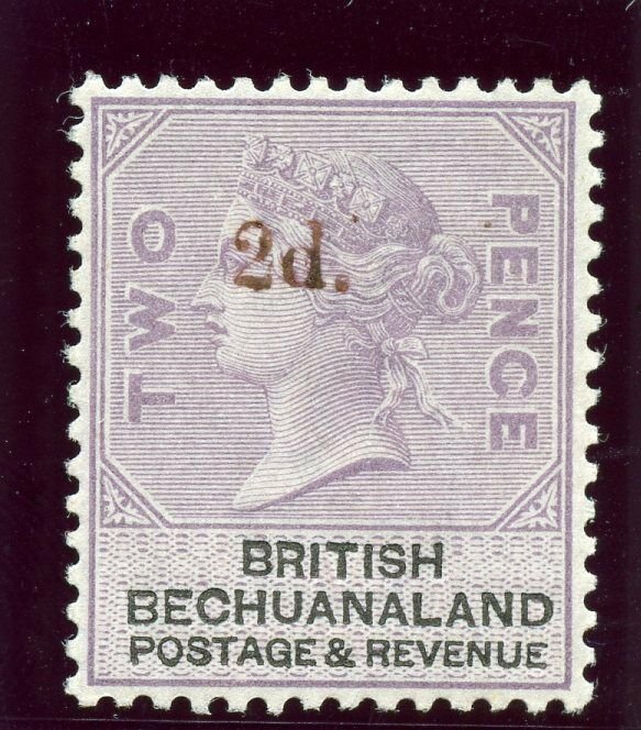 Bechuanaland 1888 QV 2d on 2d lilac & black (red ovpt) MLH. SG 23. Sc 25.