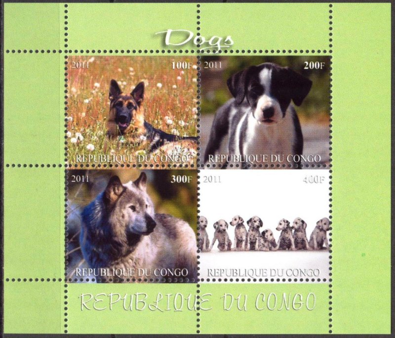 Congo 2011 Dogs (3) MNH Cinderella !