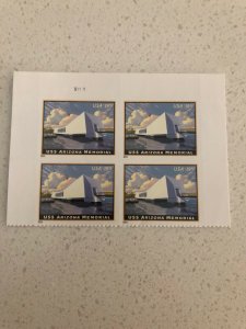 4873 $19.99 USS ARIZONA Plate Block Of 4