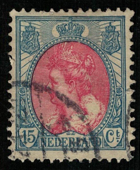 1908-1914, Queen Wilhelmina, 15 cents, Netherlands (T-7334)