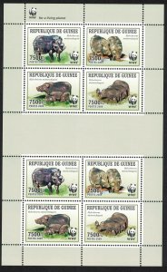 Guinea WWF Giant Forest Hog Sheetlet of 2 sets 2009 MNH MI#6714-6717